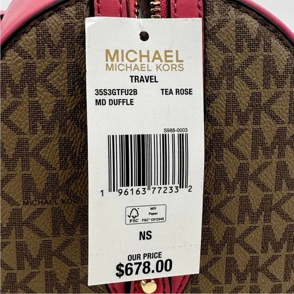 Michael Kors MK Jet Set Travel Medium Duffle Satchel Bag & Double Zip Wallet - Picture 14 of 14